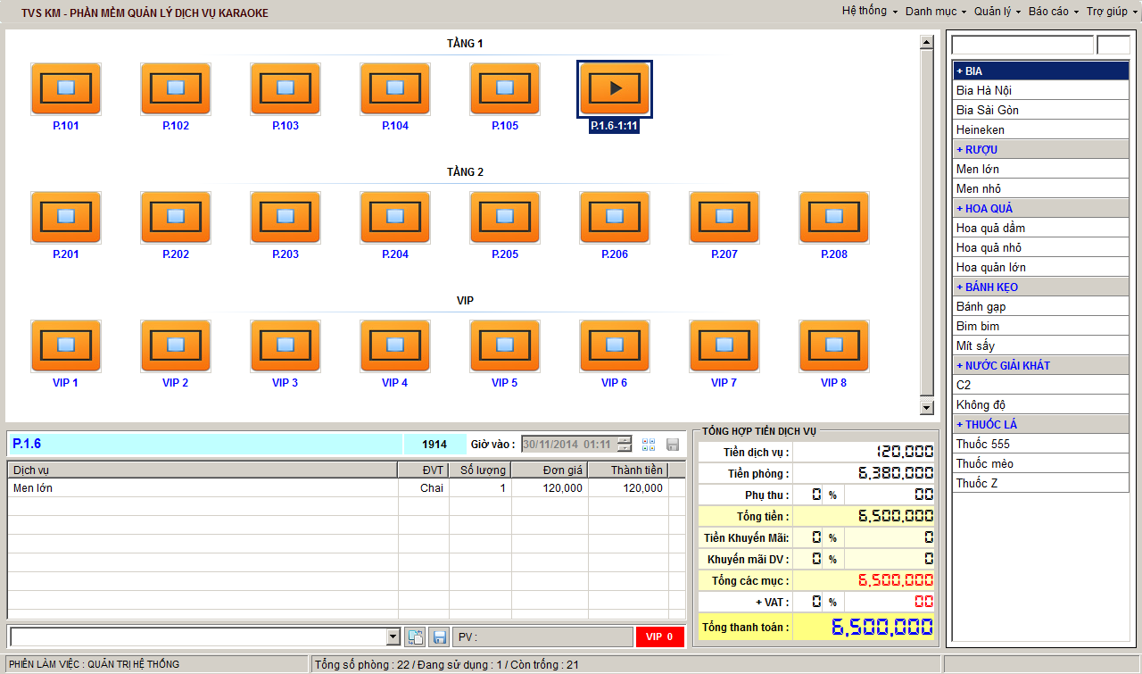 Phần mềm quản lý bar Karaoke KMNew