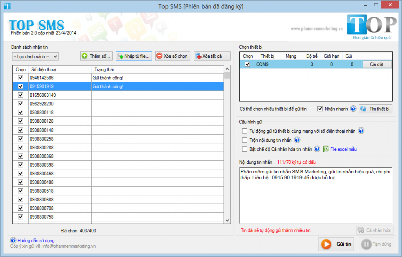 Phần mềm spam tin nhắn sms hàng loạt GiaodienTopSMS-e1398308479869