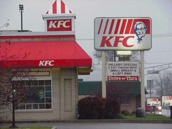 Wenesday Funny: No thanks, I'll pass! Kfcsignhilliary