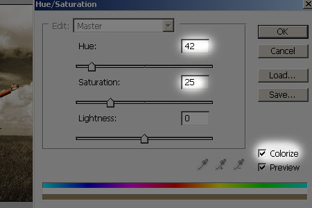 Efect sepia in zonele selectate 10-hue-sat-cs2