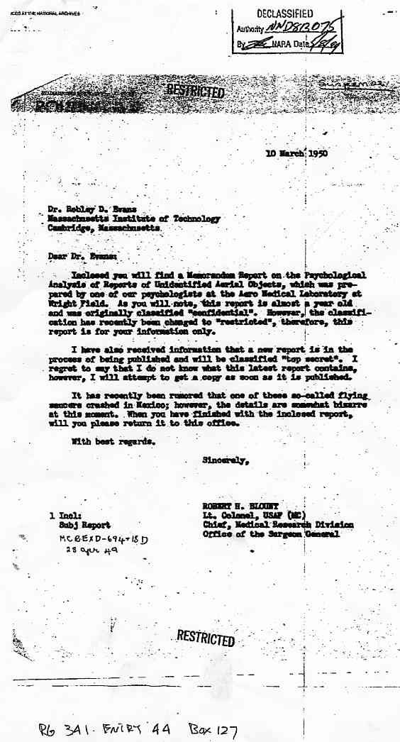 (1950) Un lettre émanant des Archives Nationales Américaines Blount1_jpg