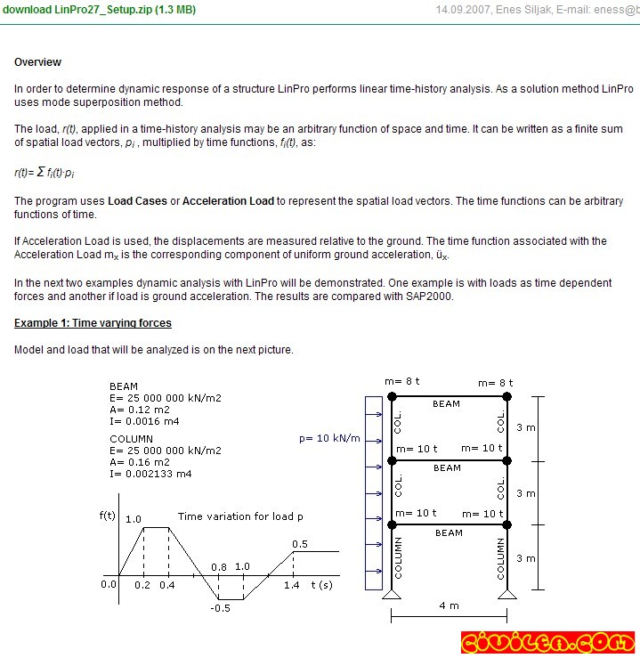 Linpro 2.7.2 FREE simple application for static and dyn. analysis of plane frame 23856711397338125266