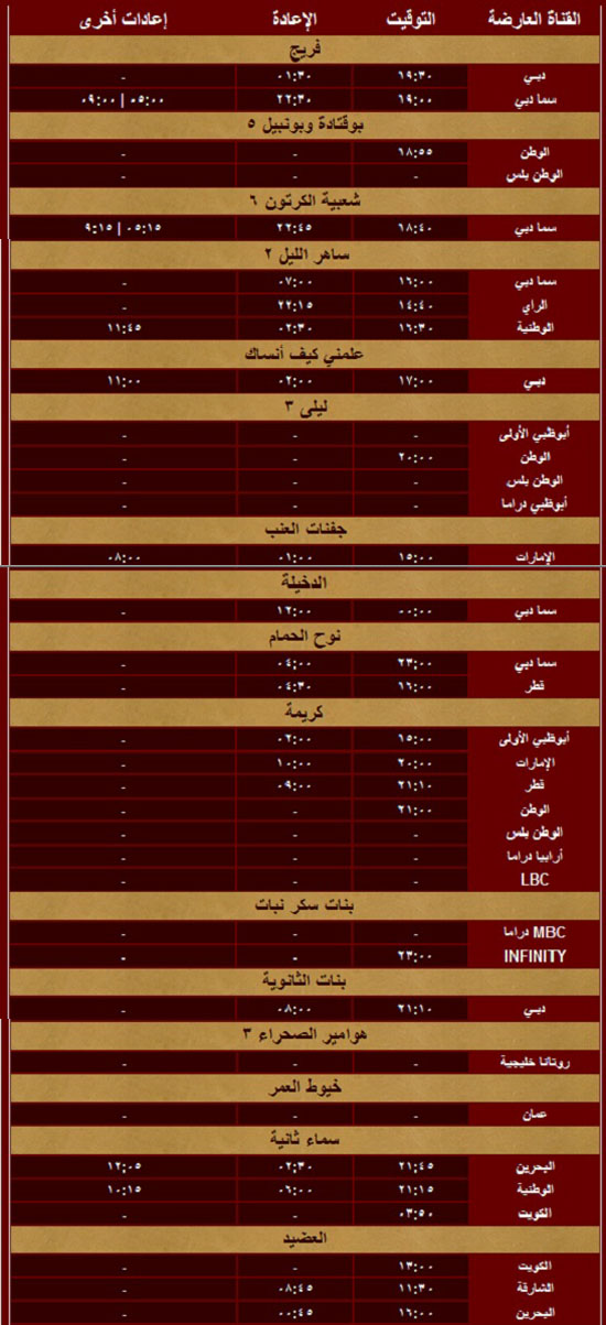 جدول مسلسلات شهر رمضان  Show2