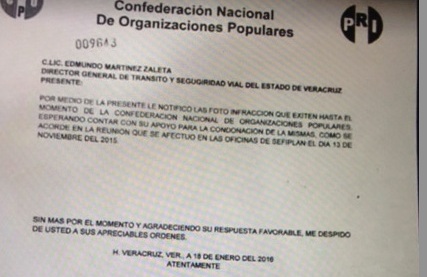 Tránsito del estado condona foto-multas a la organización priista CNOP Foto-