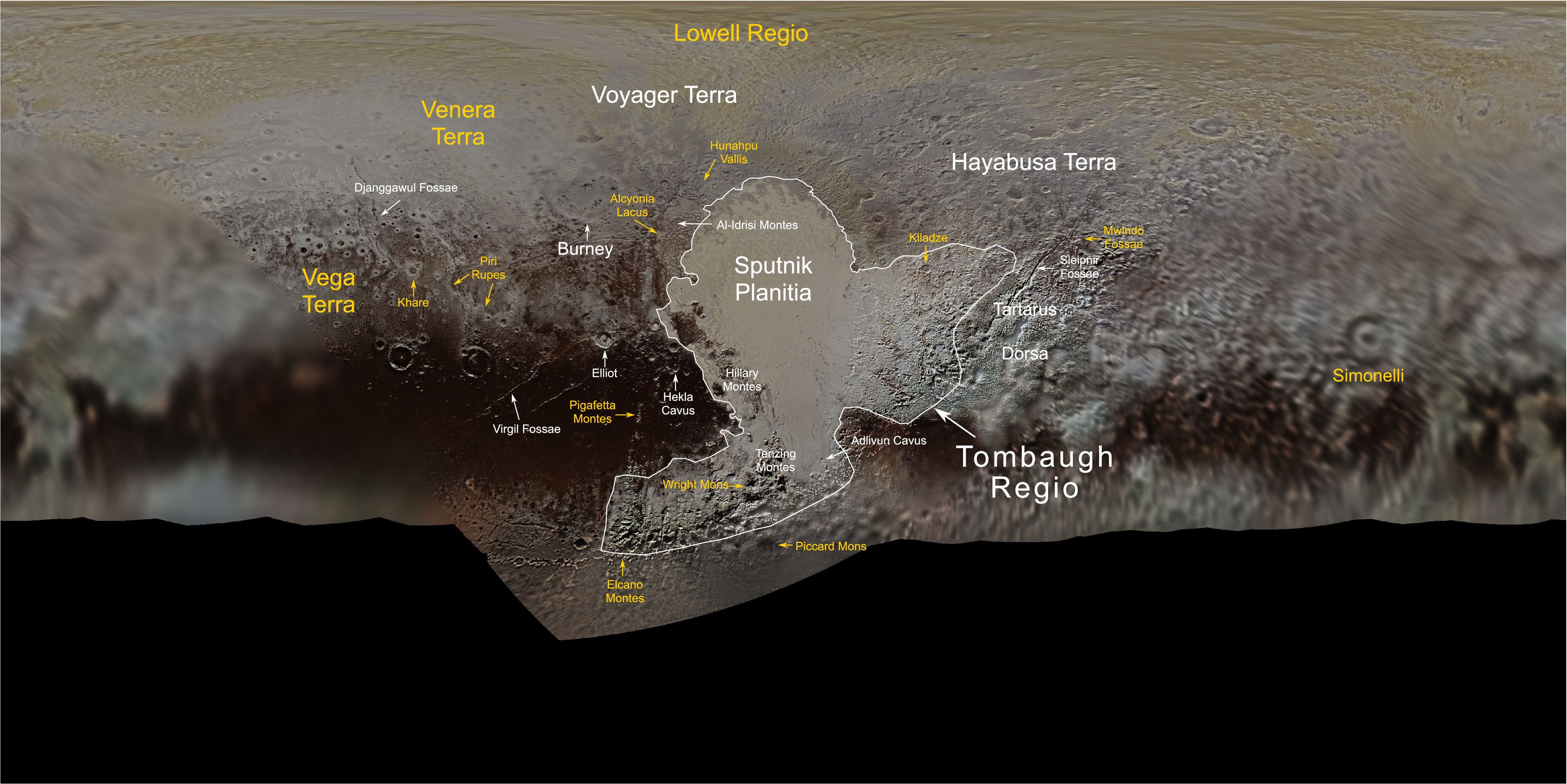 New Horizons : survol de Pluton (2/2) - Page 7 PlutoFeaturesNomenclatureMap_color-01