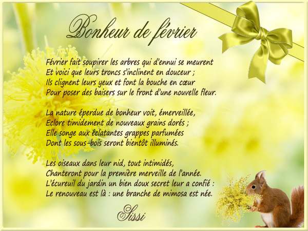 POEME - Poème "Bonheur de février" écrit par Sissi, de la part de Josiane A4d255f7