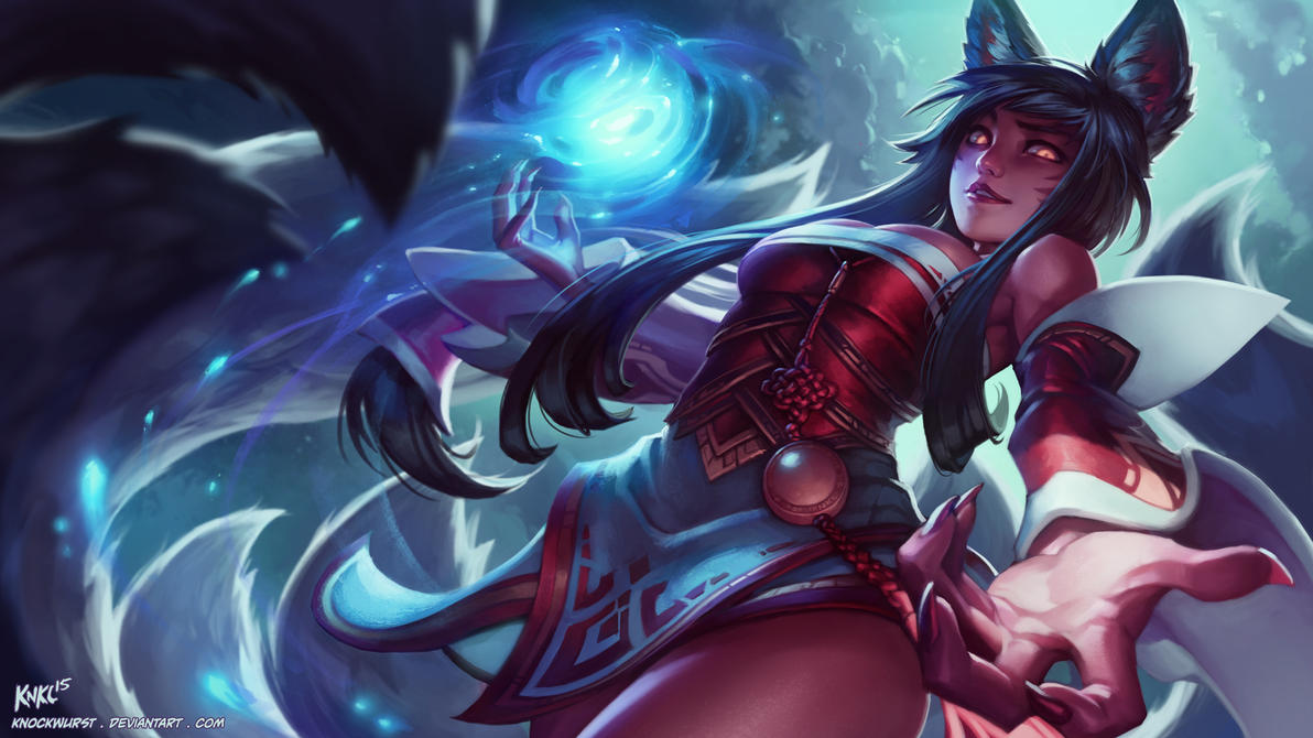 Galeria de Arte: Ficção & Fantasia 1 - Página 13 Ahri___league_of_legends_fan_splash_by_knockwurst-d8kc0p2