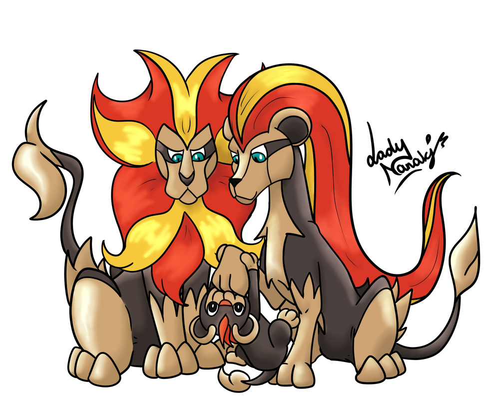 Le Topic à Flo' ~ BioWare - DanganRonpa Pyroar_family_by_ladynanaki-d6sy71q