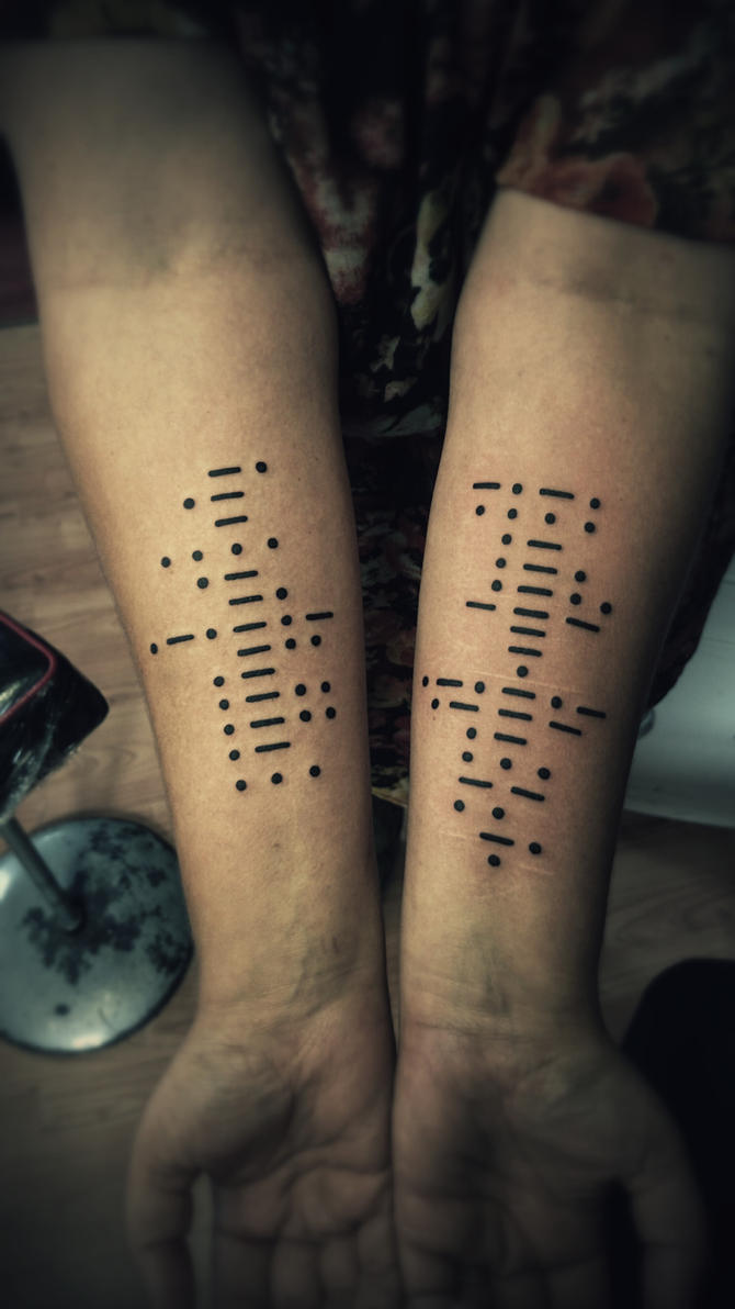 Check-up }{ Aloiysius Claude Morse_code_tattoo_by_phoenixtattoos-d840spa