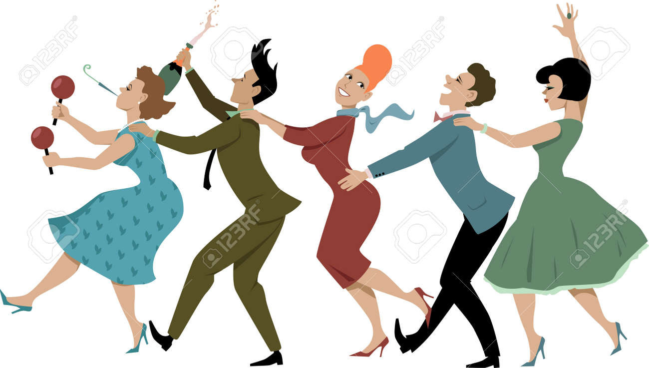 Port Royal (chat)  - Page 2 41712123-Group-of-people-dressed-in-late-1950s-early-1960s-fashion-dancing-conga-with-maracas-party-whistle-a-Stock-Vector