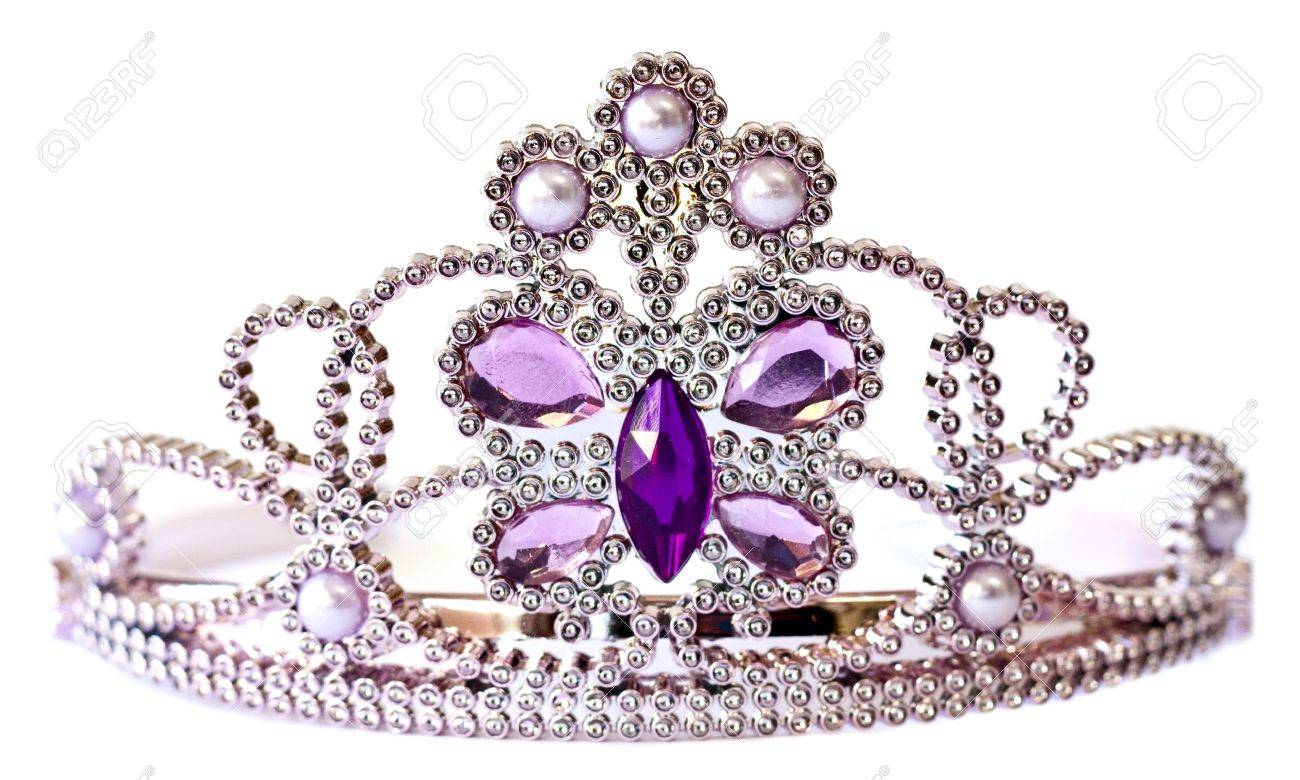 Diadema magica 8953440-Silver-color-tiara-with-purple-and-lilac-stones-and-pearls-isolated-on-white-background-Stock-Photo