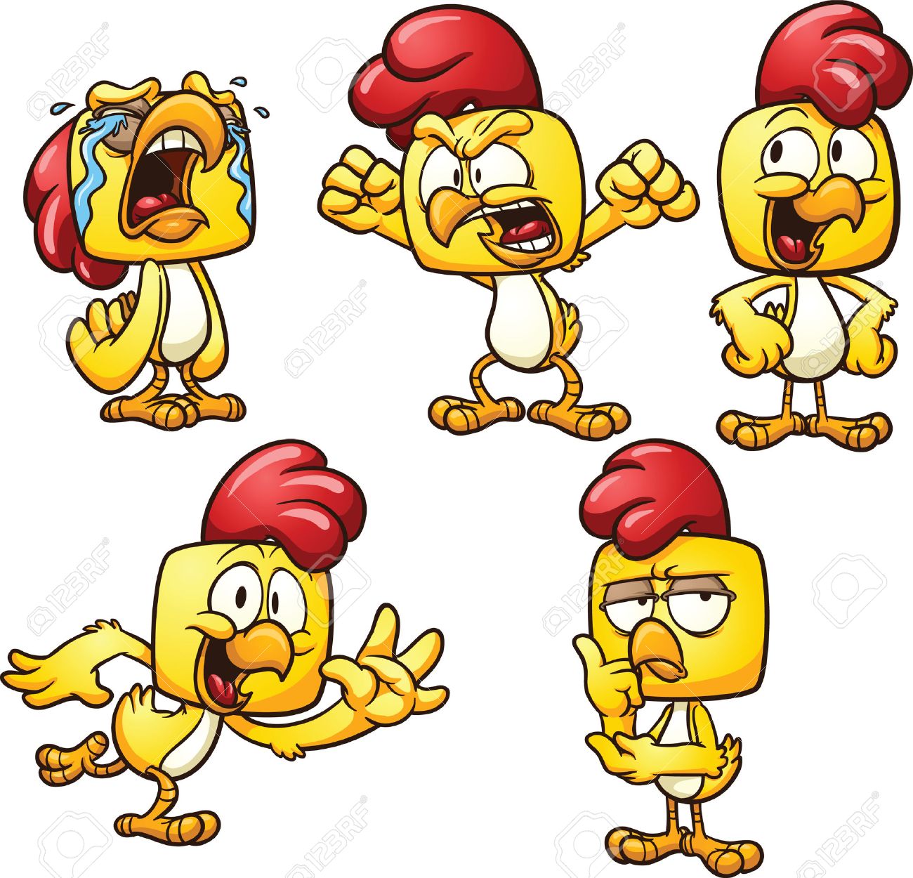 الدجاج  محمر بالقرنفل(المسمار) والحامض المصير بالصور بالصور التفصيلية  23830102-Cartoon-chicken-in-different-poses-Vector-clip-art-illustration-with-simple-gradients-Each-pose-on-a-Stock-Vector