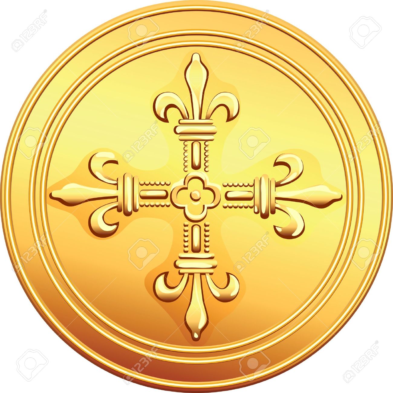 Sylvan's Stats 10412918-old-French-gold-coin-with-the-image-of-a-flowering-crowns-Cross-Stock-Vector