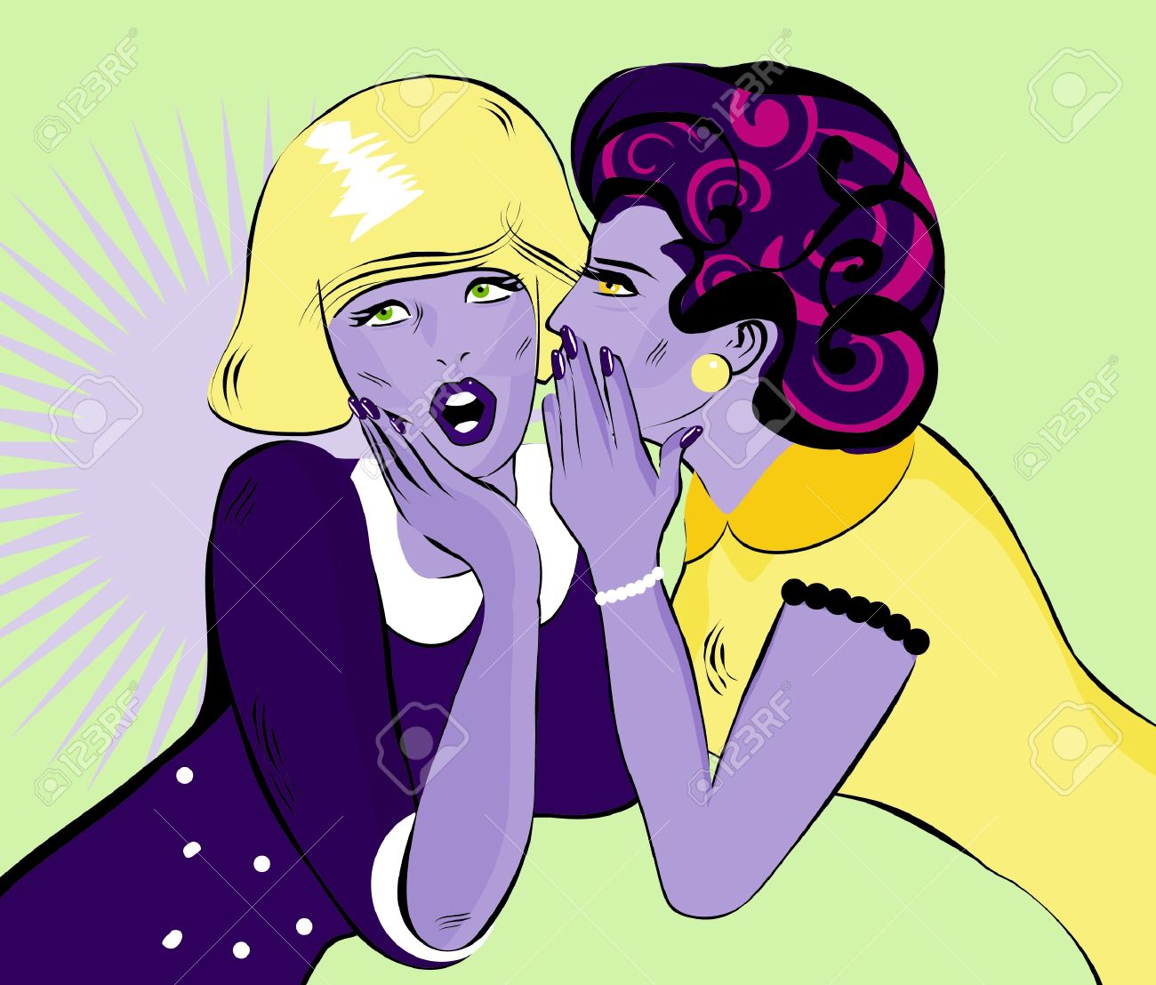 Le commérage et la médisance : Attention au venin dans nos paroles ! - Page 2 15770860-gossiping-women-comic-Love-Vector-illustration--Stock-Vector-gossip-secret-women