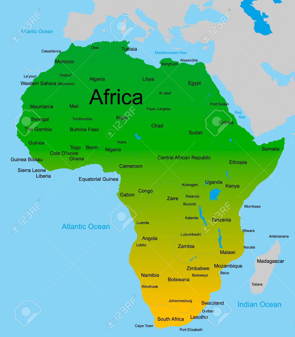 Responde con una Imagen - Página 6 12669045-Detailed-map-of-african-continent-Stock-Vector