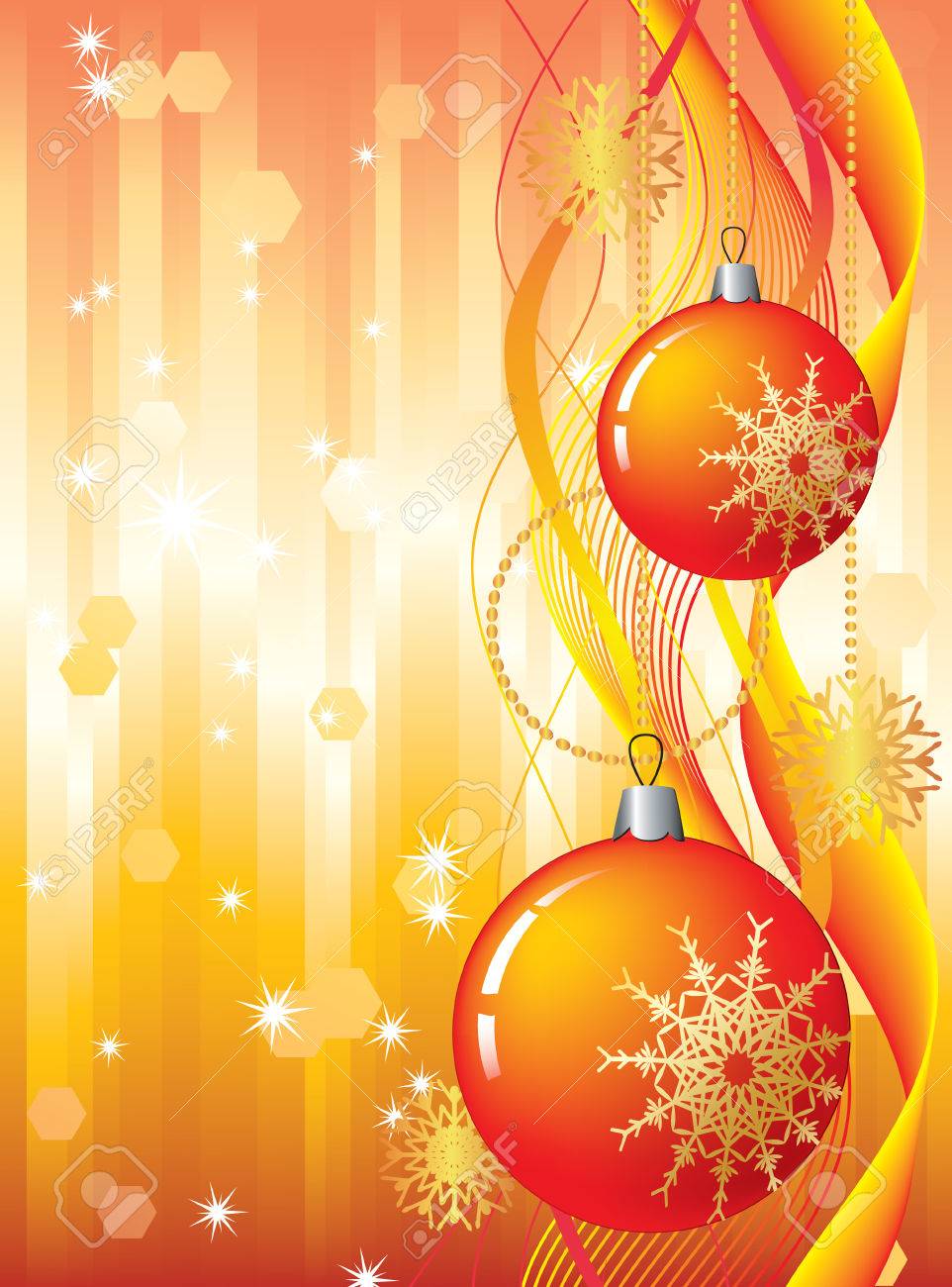 FONDOS DE NAVIDAD - FONDOS NAVIDEÑOS - Página 2 8476525-Christmas-background-with-red-balls-on-a-background-of-golden-stripes-Stock-Vector