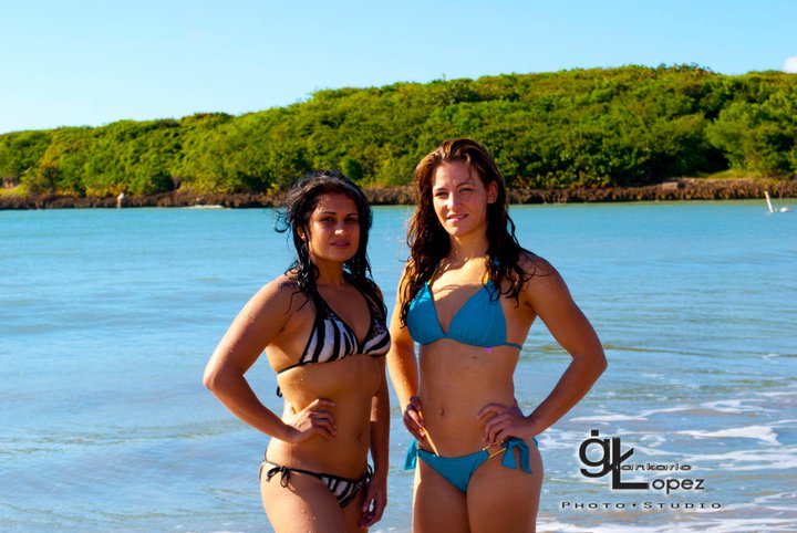 Ronda vs. Miesha in pictures. Miesha-Tate-bikini-pic-in-Puerto-Rico