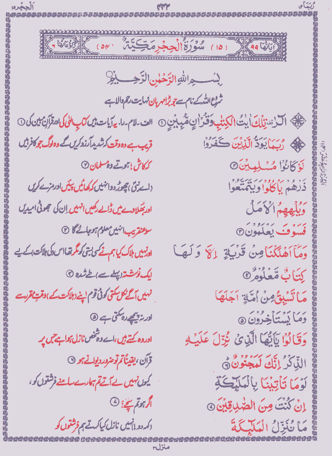 Quran Shareef Para # 14 P0443