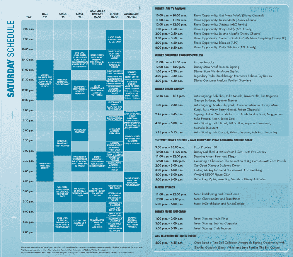 D23 EXPO D23-Expo-2015-Planning_Samedi