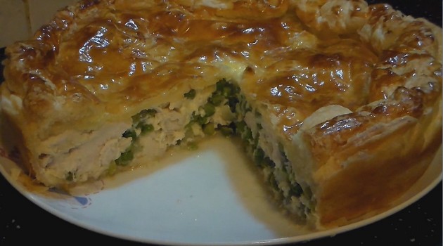 tourte au poulet et petit pois Tourte