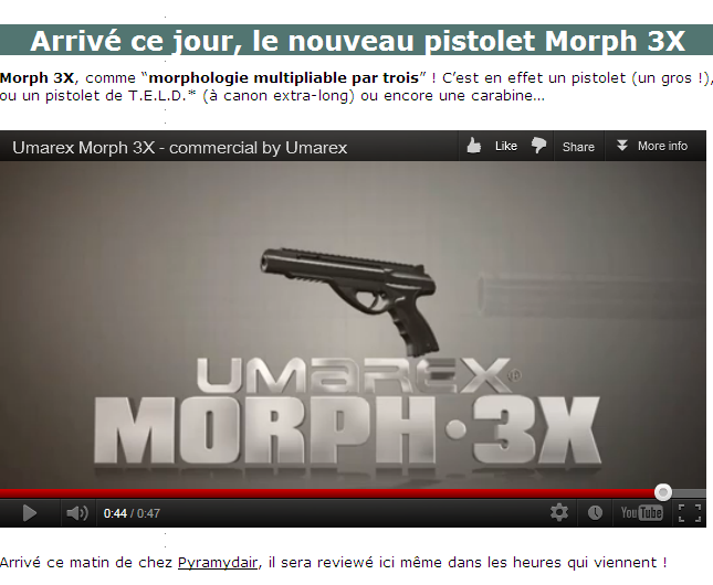 pistolet-carabine Umarex MORPH : arrivé ! Cap181