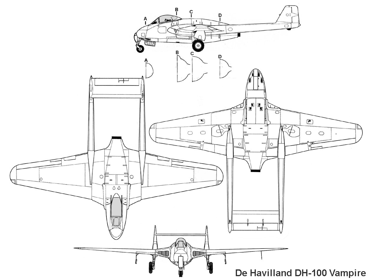 ج - 1 جـداول وتفاصيل وإحصائيات غـارات ألحرب الجوية  والهجمات الأرضية علي بـورسـعـيـد 1956 Dh100_vampire
