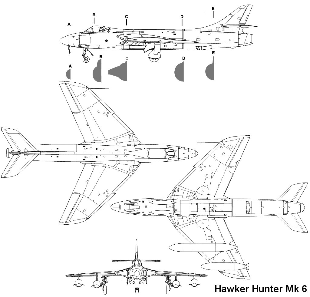 جميع الطائرات الحربية التى أستخدمت من أطراف الحرب 1956 - 1 (البريطانية والفرنسية والأسرائيلية و المصرية) Hunter_3v