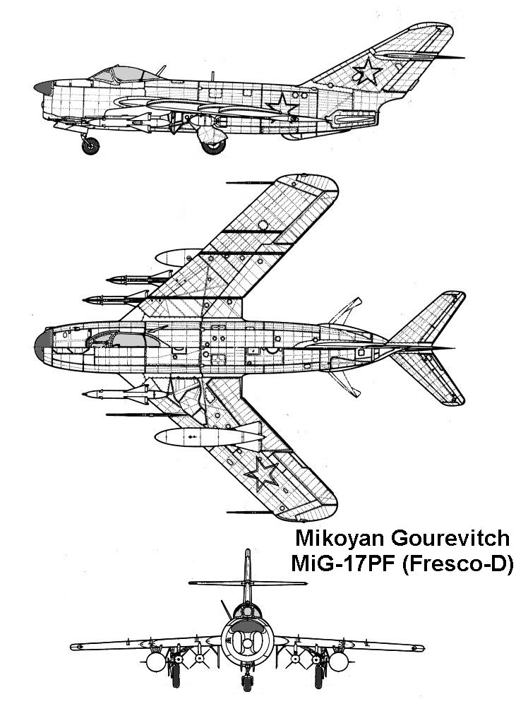 جميع الطائرات الحربية التى أستخدمت من أطراف الحرب - 2 (البريطانية ، والفرنسية ، والأسرائيلية ، و المصرية)   Mig17_3v
