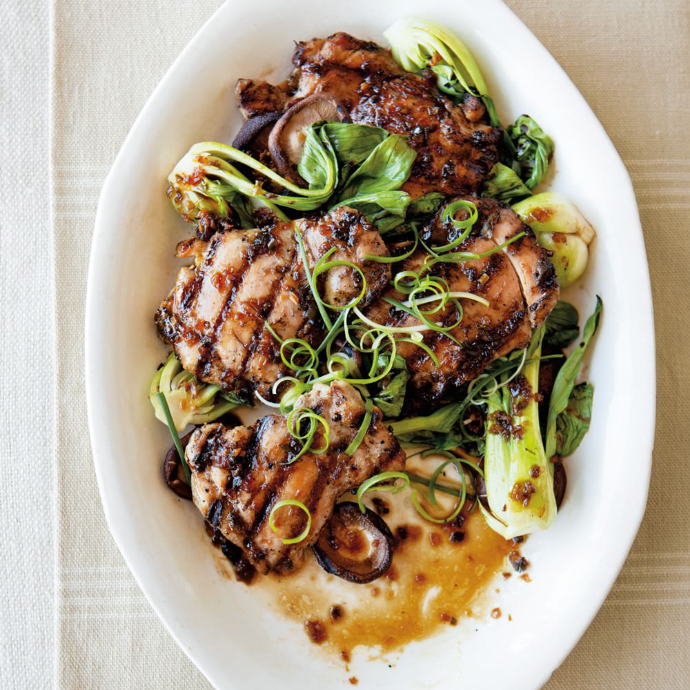 Asian-Flavored Chicken with Shiitakes and Bok Choy Img17l