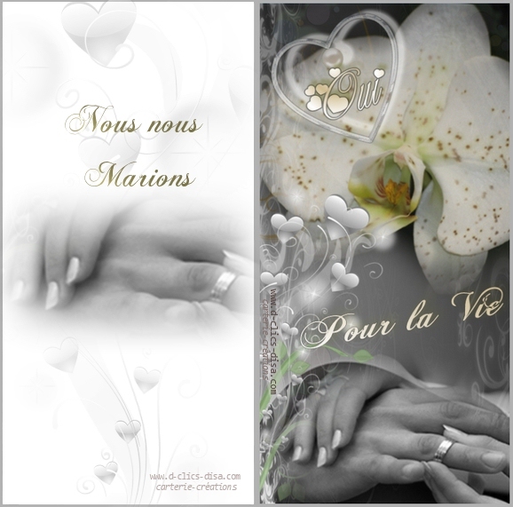 Carte de félicitation de mariage. Faire-part-mariage-carte-double-theme-orchidee-d-clics-disa