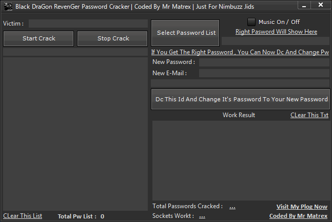 	   Black DraGon RevenGer Password Cracker - Just For H_A_C_K Nimbuzz Ids  Dragon