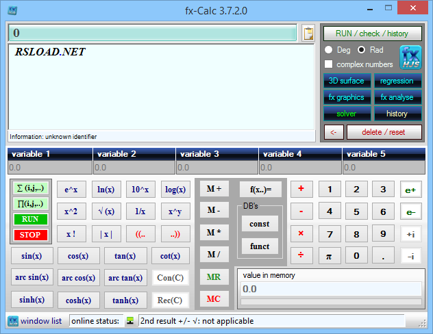 برنامج الآله الحاسبه لحل المعادلات البسيطه و المركبه و رسمها بيانياً Fx-Calc.3.7.21