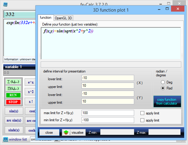 برنامج الآله الحاسبه لحل المعادلات البسيطه و المركبه و رسمها بيانياً Fx-Calc.3.7.22