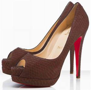 Christian Louboutin Altadama 140мм Watersnake Peep Toe Насосы Шоколад