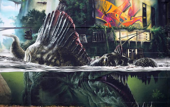 Fenomenal graffiti inspirado en Jurassic Park Jurassic_park_graffiti_18