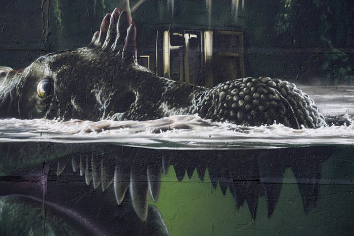 Fenomenal graffiti inspirado en Jurassic Park Jurassic_park_graffiti_24