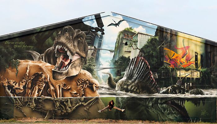 Fenomenal graffiti inspirado en Jurassic Park Jurassic_park_graffiti_25