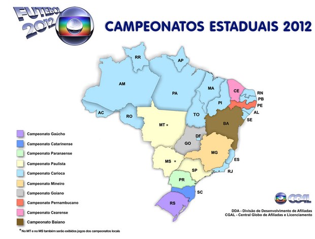 Quais estaduais a globo vai transmitir por estado[+flamidia] Mapa