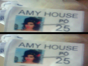 PM encontra papelotes de cocaína  com foto de Amy Winehouse no Rio Amymonta