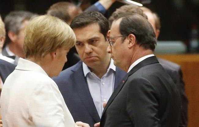 72 hrs. para el adiós de Grecia al € Tsipras_merkel_hollande_12072015