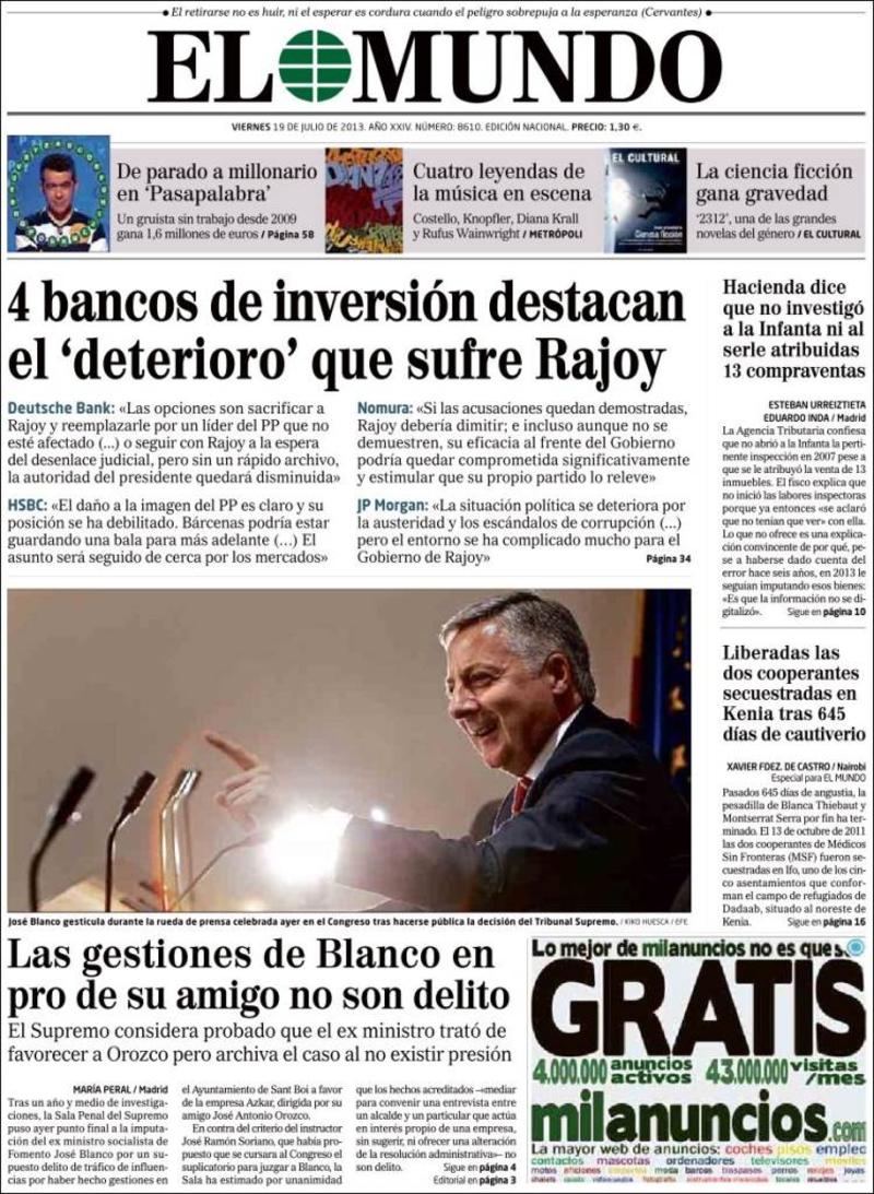 La corrupción en España alcanza fama mundial Elmundo-portada