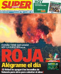 Polémica por una portada que mezcla el drama de los incendios de Valencia con la final de la Eurocopa Portada-superdeporte