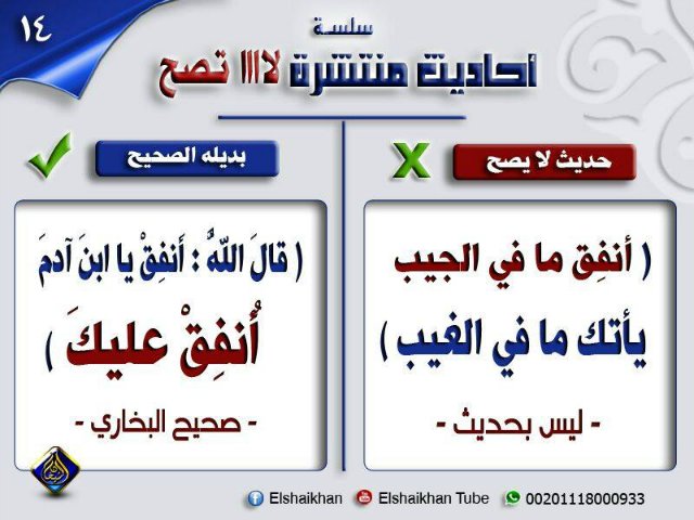 بعض الأحاديث الضعيفة المشهورة بين الناس وبدائلها الصحيحة ۞  Fdc40afa5d94