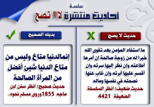 بعض الأحاديث الضعيفة المشهورة بين الناس وبدائلها الصحيحة ۞  Abd8630c96d3