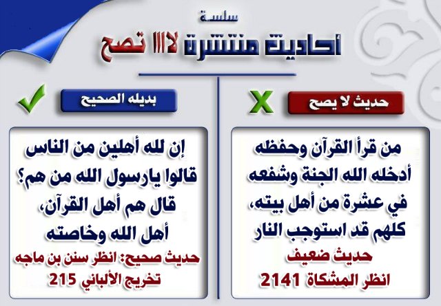 بعض الأحاديث الضعيفة المشهورة بين الناس وبدائلها الصحيحة ۞  E024395556ab