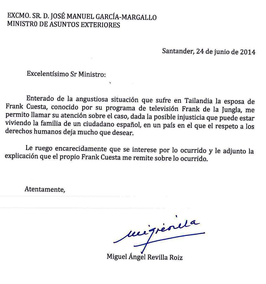 Revilla le pide ayuda a Margallo para que libere a la mujer de Frank Revilla-ayuda-frank