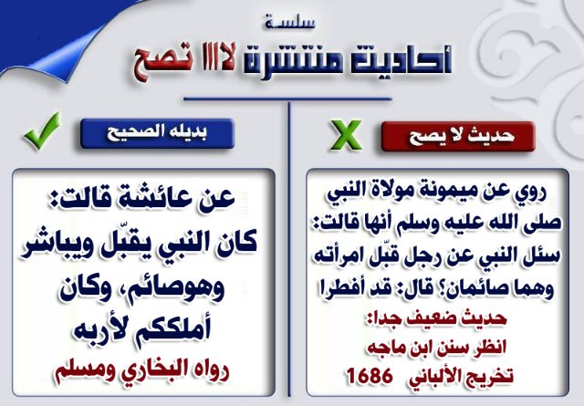 بعض الأحاديث الضعيفة المشهورة بين الناس وبدائلها الصحيحة ۞  9e7cccb9eaec