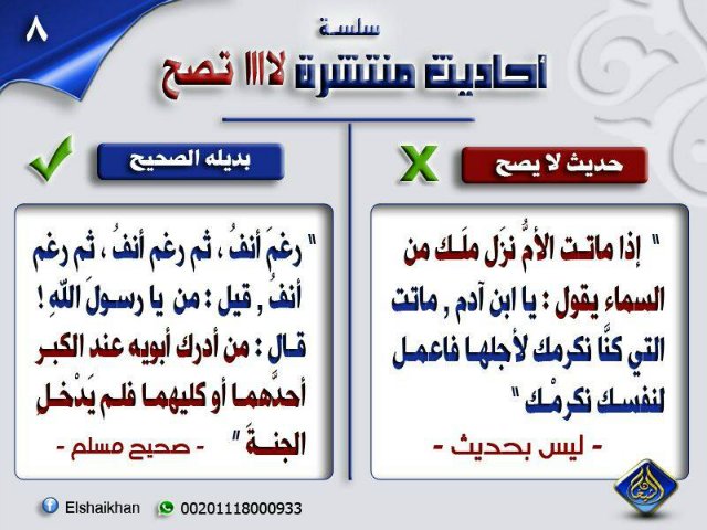 بعض الأحاديث الضعيفة المشهورة بين الناس وبدائلها الصحيحة ۞  359163b40024