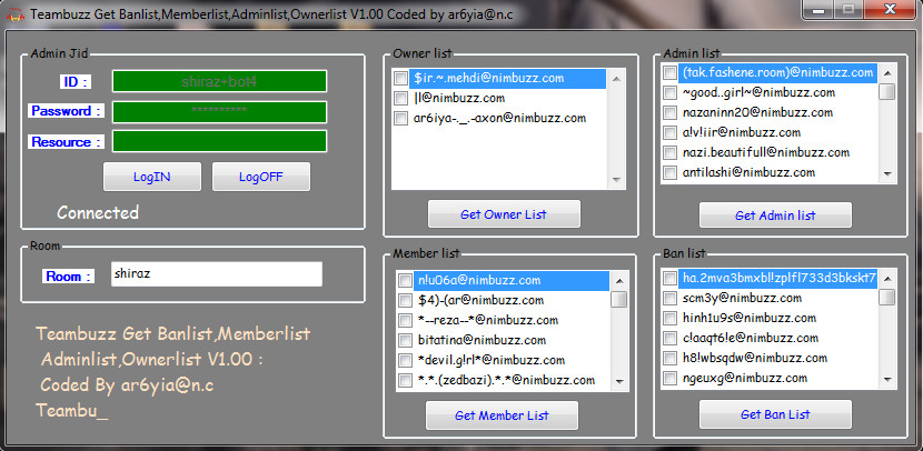 Teambuzz Get Banlist Memberlist Adminlist Ownerlist V1.00 Teambuzzgetbanlist