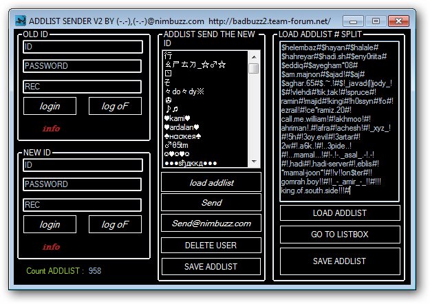  Updated addlist sender badbuzz team and backup Addd